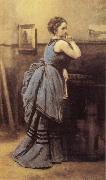 Jean Baptiste Camille  Corot Woman in Blue oil painting artist